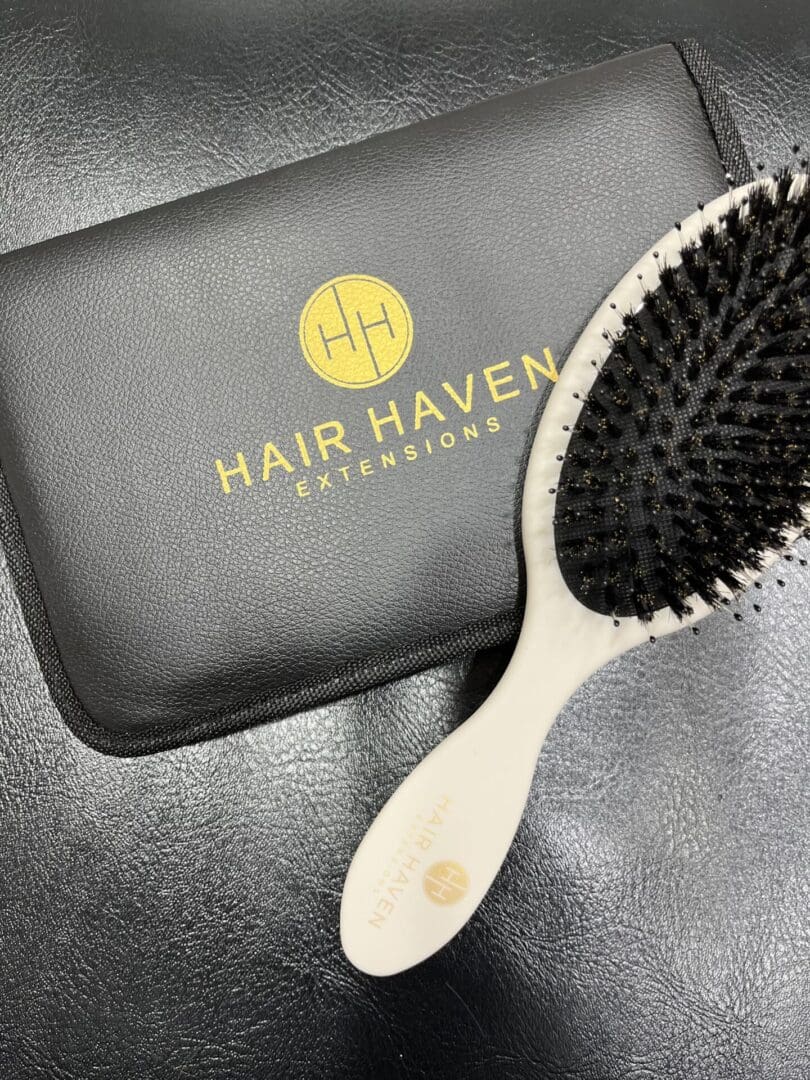 IMG_2016 A hair brush sitting next to a black case.